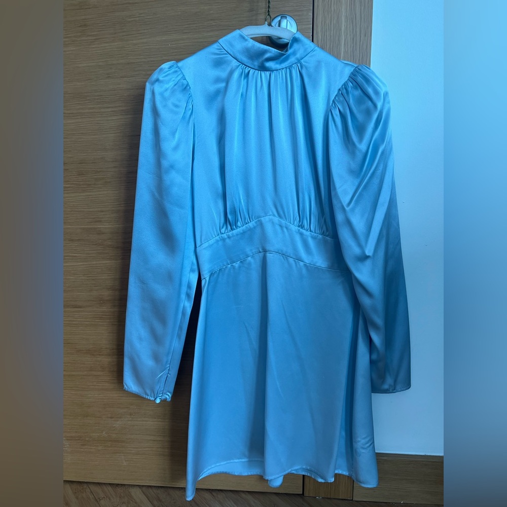 Reformation Light Blue Satin Midi Dress